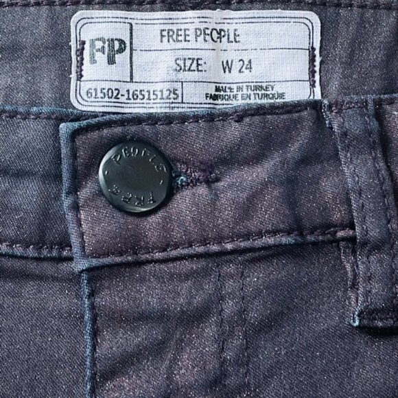 FREE PEOPLE Burgundy Sparkle Skinny Jeans - Size 24 - Picture 8 of 9
